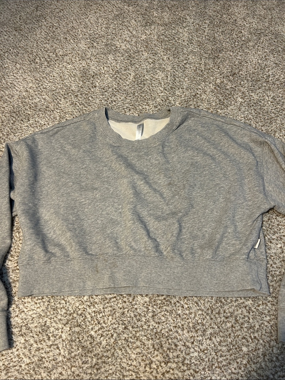 Fabletics Gray Cropped Crewneck Sweatshirt